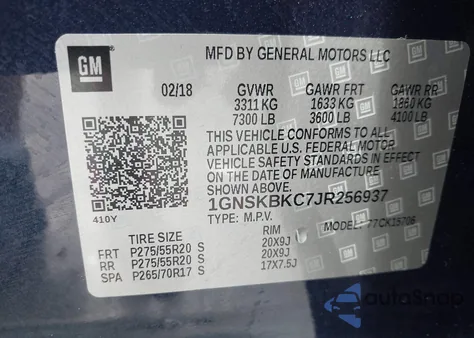 2018 Chevrolet Tahoe Lt z USA, uszkodzony, nr VIN 1GNSKBKC7JR256937